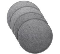 MorNon Set di 4 cuscini per sedia, rotondi, in feltro, 35 cm, per panca, con inserti antiscivolo, per tutti i tipi di sedie, per interni ed esterni (grigio scuro)