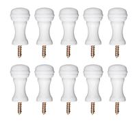 MOROBOR 10 ganci in legno in stile europeo, ganci per asciugamani, clip per mensole, gancio solido a vite per asciugamani da bagno, porte, bordi delle scale, armadio/bianco