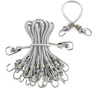 Morobor 10 mini corde elastiche bianche in gomma con ganci in metallo, corde elastiche in gomma con ganci per biciclette, rastrelliere, tende, carrelli a mano, ecc