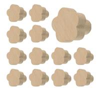 MOROBOR 12 Pezzi Pomelli in Legno a Forma di Fiore, Maniglie in Legno di Faggio con Foro Singolo Autoadesive per Armadio e Cassetti