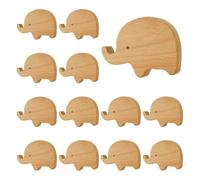 MOROBOR 12 pomelli in legno a forma di elefante, con foro singolo, maniglie in legno di faggio per armadietti, cassettiere, con viti e tubo di espansione