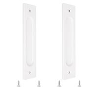 MOROBOR 180MM Rettangolare da incasso per porte scorrevoli, 2pcs bianco caldo a filo tirante in lega di alluminio per porte a battente con viti di montaggio per porte scorrevoli di fienile