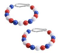 MOROBOR 2 anelli di fissaggio per bandiera, con perline, per asta della bandiera, accessorio per catenina, strumento di guida per asta della bandiera, per tenere la bandiera vicino al peso del palo