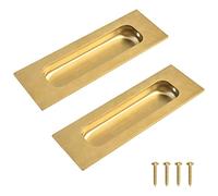 MOROBOR 2 maniglie quadrate in oro spazzolato da incasso, per porte scorrevoli, lunghezza 11,9 cm, in acciaio inox, per armadi e cassetti