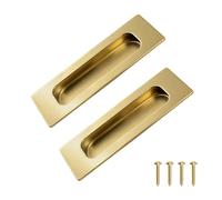 Morobor 2 pezzi Maniglie a filo quadrate in oro brillante, maniglie per porte scorrevoli a lunghezza nascosta, maniglie in acciaio inossidabile per armadio e cassetti