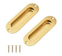 MOROBOR 2 pz Maniglie per armadi da incasso, pomello ovale in acciaio inossidabile dorato con viti, installazione a vista Maniglione incorporato per cassetto guardaroba-120 mm/4.72 pollici