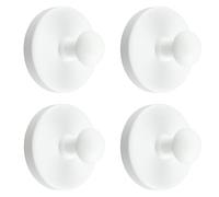MOROBOR 4 ganci adesivi da parete in legno, resistenti, moderni, rotondi, decorativi, in legno naturale, ganci adesivi per ghirlande, per ingresso, bagno, camera da letto, cucina, colore bianco