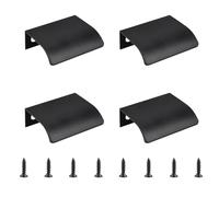 MOROBOR 4 maniglie nere per cassetti, in stile moderno, con bordi radianti, in lega di alluminio, invisibili, per armadietti, cassetti, 50 mm