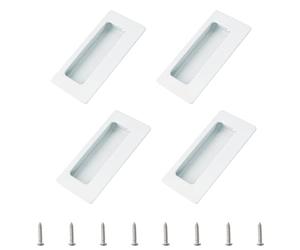 MOROBOR 4 maniglie rettangolari da incasso a scomparsa, design incorporato, maniglie per porte scorrevoli con viti, in acciaio inossidabile, per armadi e cassetti (bianco)