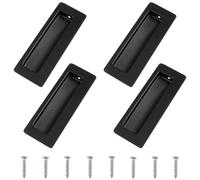 MOROBOR 4 maniglie rettangolari nascoste da incasso, design integrato, con viti, in acciaio inossidabile, per cassetti del guardaroba (nero opaco)