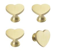 MOROBOR 4 pomelli a forma di cuore, pomelli creativi per cassetti e armadietti, in lega di zinco, foro singolo, maniglie per mobili, con adesivi, per armadi, cassetti, porte, decorative (oro)