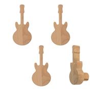 MOROBOR 4 pomelli in legno a forma di chitarra, maniglie in legno di faggio con foro singolo, maniglie in legno naturale per armadietti da cucina, per cassettiere, con adesivi