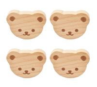 MOROBOR 4 pomelli in legno a forma di orso, foro singolo, maniglie in legno di faggio, maniglie per armadietti, per cassettiere, con viti e tubo di espansione