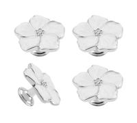 MOROBOR 4 pomelli per cassetti a petalo, pomelli creativi per cassetti e armadietti, in lega di zinco, in lega di zinco, con base argentata e superficie di erogazione bianca