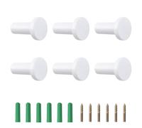 MOROBOR 6 ganci appendiabiti in legno, ganci decorativi rotondi per cappelli, resistenti, appendiabiti rustici con viti per appendere borse, asciugamani, vestiti, zaini, colore bianco
