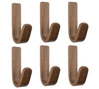 MOROBOR 6 ganci autoadesivi da parete in noce, ganci adesivi tipo J, in legno naturale, resistenti appendiabiti per bagno, camera da letto, ingresso