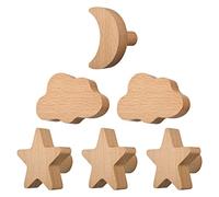 MOROBOR 6 maniglie in legno di faggio con motivi di animali, coniglio, ippopotamo, tartaruga, leone, balena, elefante, per decorare la stanza dei bambini.