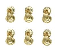 MOROBOR 6 pomelli a forma di conchiglia, maniglie per cassetti pendenti dorate, moderne, tiranti a foro singolo, con viti di montaggio, per armadi, cassetti, porte, mobili