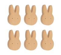 MOROBOR 6 pomelli in legno a forma di coniglio, foro singolo, maniglie in legno di faggio, maniglie per armadietti, per cassettiere, con viti e tubo di espansione