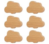 MOROBOR 6 pomelli in legno a forma di nuvola con foro singolo, maniglie in legno di faggio per armadietti, maniglie per cassettiere, con viti e tubo di espansione