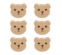 MOROBOR 6 pomelli in legno a forma di orso, con foro singolo, in legno di faggio, autoadesivi, per armadietti, cassettiere, con viti