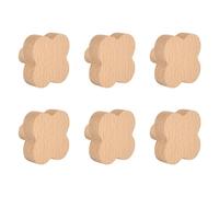 MOROBOR 6 pomelli in legno a forma di quadrifoglio, con foro singolo, maniglie in legno di faggio, maniglie per armadietti, maniglie per cassettiera, con viti
