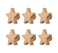 MOROBOR 6 pomelli in legno a forma di stella, con foro singolo, maniglie in legno di faggio, maniglie per armadietti, per cassettiere, con viti e tubo di espansione