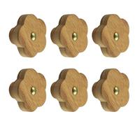 MOROBOR 6 pomelli per cassetti in legno a forma di fiore di prugna, maniglie in legno a foro singolo, autoadesive, per armadietti e credenze