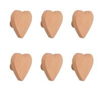 MOROBOR 6PS Pomelli in legno a forma di cuore singolo foro maniglie in legno di faggio maniglie per armadi maniglie per cassettiera con viti e tubo di espansione