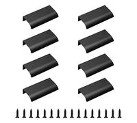 MOROBOR 8 maniglie in lega di alluminio per armadietti, foro centrale nascosto per cassetti, con viti, per cucina, armadio, camera da letto, bar (nero/80 mm)