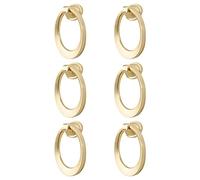 MOROBOR Anello oscillante rotondo, 6 maniglie per cassetti, in ottone massiccio, in lega di zinco per armadietti, armadietti, armadietti da cucina, maniglie a sospensione (oro spazzolato)