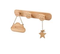 MOROBOR Appendiabiti da parete, 1 confezione da 1 appendiabiti decorativo in legno autoadesivo con 3 ganci per asciugamani a forma di gattino, gancio in legno massiccio ispessito, per bagno, soggiorno