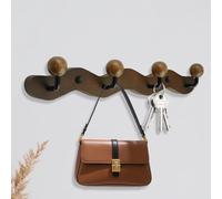 MOROBOR Appendiabiti da parete, 1 confezione da 1 gancio decorativo in legno di noce resistente, con 4 ganci, appendiabiti in legno massiccio ispessito, per bagno, soggiorno, camera da letto, ingresso