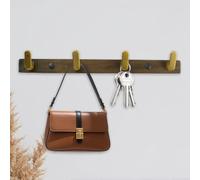 MOROBOR Appendiabiti da parete, 1 confezione da 1 gancio in legno di noce resistente, appendiabiti decorativo con 4 ganci, gancio in legno massiccio ispessito, per bagno, soggiorno, camera da letto