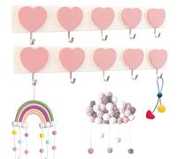 MOROBOR Appendiabiti da parete, confezione da 2 ganci decorativi, resistenti, a forma di cuore, adesivi, per asciugamani, cappelli, con 5 ganci, per ingresso, camera da letto, bagno, cucina