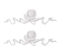 MOROBOR Appliques intagliate bianche, 2 pezzi, in PVC, decorative, con rose 3D intagliate, non verniciate, per mobili, pareti, porte, armadi, specchi, armadi, credenze, caminetti, cornici centrali