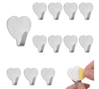 MOROBOR Confezione da 12 ganci decorativi da parete a forma di cuore, in acciaio inox, nessun danno, per appendere la camera dei bambini, ganci stravaganti per casa, cucina, bagno, ufficio