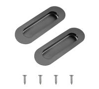 MOROBOR Confezione da 2 maniglie a filo grigie, maniglie scorrevoli per armadio, da incasso, in acciaio inox, maniglie integrate per cassetti, armadi, cassettiere, ovali