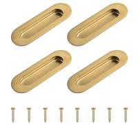 MOROBOR Confezione da 4 maniglie a filo con foro laterale in acciaio inox, ovali incorporate, per porte scorrevoli, con viti nascoste, per cassetti, armadi, armadi, colore: oro spazzolato