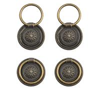 MOROBOR Confezione da 4 maniglie per armadietti in bronzo antico, diametro 4 cm, stile vintage, in lega di zinco, con foro singolo, per cassetti, armadietti da bar, bagno, credenze