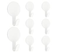 MOROBOR Confezione da 8 ganci bianchi a forma rotonda, in ferro resistente, nessun danno, per appendere simpatici ganci da parete rimovibili adesivi da parete per casa, cucina, bagno, ufficio