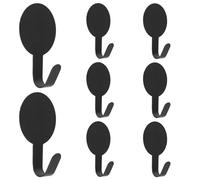 MOROBOR Confezione da 8 ganci neri a forma rotonda, resistenti in ferro, nessun danno, per appendere graziosi ganci da parete rimovibili, montaggio a parete, per casa, cucina, bagno, ufficio