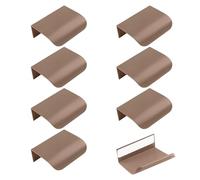 MOROBOR Confezione da 8 maniglie autoadesive per cassetti, in alluminio, piatte, nascoste, per armadi, 50 mm, marrone