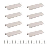 MOROBOR Confezione da 8 maniglie nascoste per armadietti, in lega di alluminio, con linguetta nascosta, stile moderno, per armadi, cassetti, tavoli da toeletta, porte, 150 mm, grigio cashmere