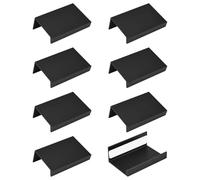 MOROBOR Confezione da 8 manopole autoadesive per cassetti, ad angolo retto, in lega di alluminio, invisibili, per cucina, camera da letto, soggiorno, 50 mm, colore nero