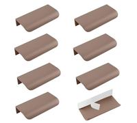 MOROBOR Confezione da 8 Tiretti per Bordi delle Dita, Autoadesivi Istantanei Invisibili Tiretti per Cassetti Nascosti in Alluminio Piatto Maniglie Nascoste per Armadio Mobile, 80mm/Marrone