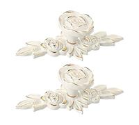 MOROBOR Euro Rose Cabinet Knobs con Backplate, 2pcs Vintage Shabby Chic Zinc Alloy Maniglie avorio bianco maniglia cassetto manopole per armadio Dresser Cabinet con viti di montaggio (Golden Edge)
