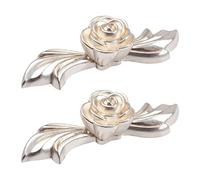 MOROBOR Euro Rose - Manopole per armadio con piastra posteriore, 2 maniglie vintage in lega di zinco a doppio foro, stile retrò, in argento antico, per armadio e cassettiera con viti