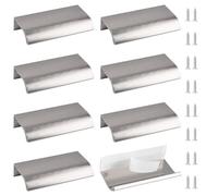 MOROBOR Finger Edge Pull, 8pcs autoadesivo tira stile moderno maniglia del cassetto, in lega di alluminio invisibile maniglia armadio per cabinet hardware cassetto, 80 mm/nichel spazzolato