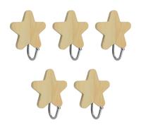 MOROBOR Ganci adesivi a forma di stella, 5 pezzi, ganci decorativi da parete in legno, per appendere asciugamani, borse, cappelli
